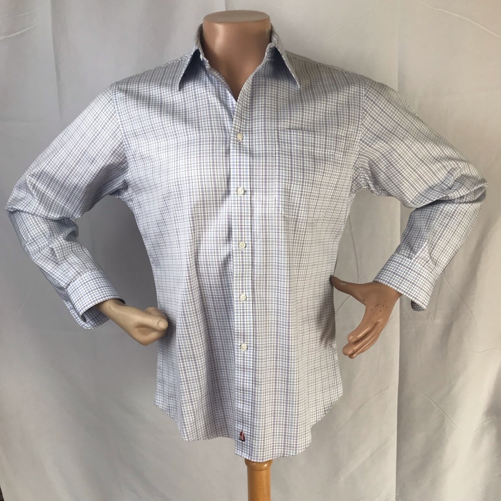 Nordstrom Long Sleeve Plaid Shirt SMARTCARE 15.5
